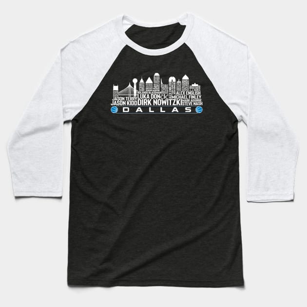 Dallas Basketball Team All Time Legends, Atlanta City Skyline Baseball T-Shirt by Legend Skyline